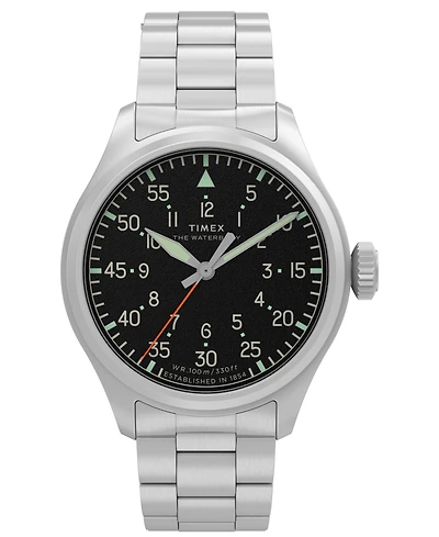 Timex Men's Quartz Analog Silver-Tone Stainless Steel Watch 41mm