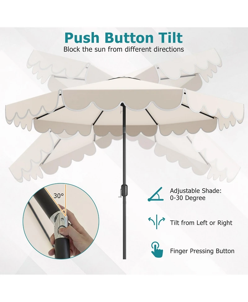 Slickblue Outdoor Patio Umbrella with Crank and Push Button Tilt Mechanism