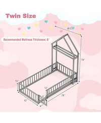 Gouun House Floor Bed with House-shaped Headboard