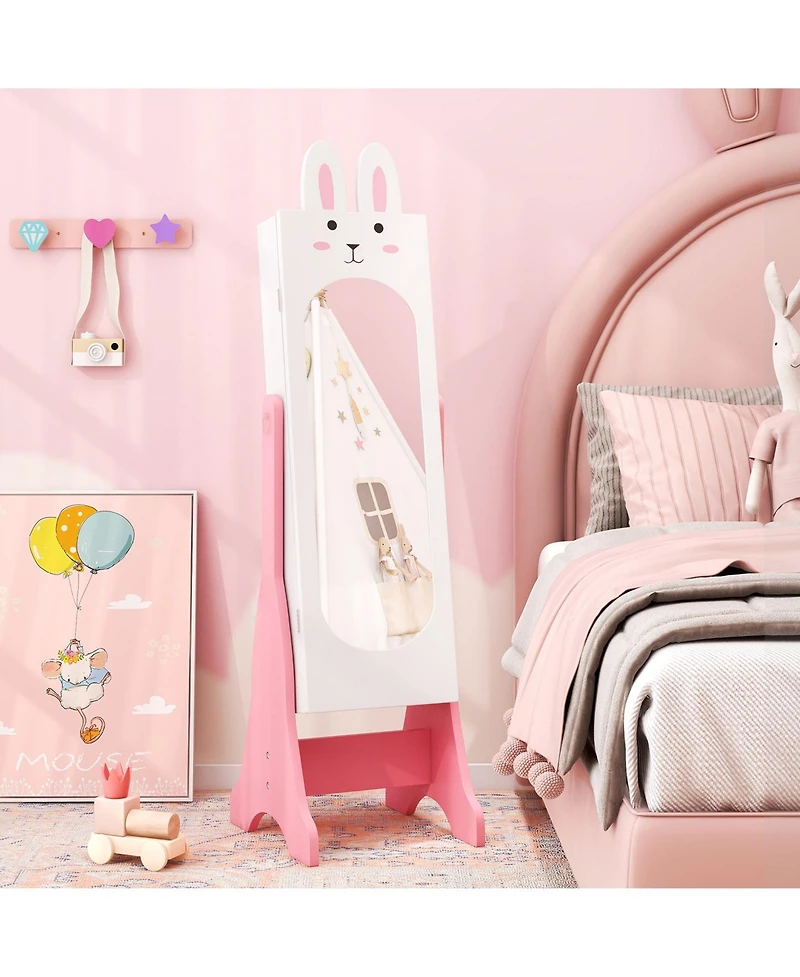 Gouun 3-Piece Kids Vanity Table, Chair and Jewelry Cabinet Furniture Set