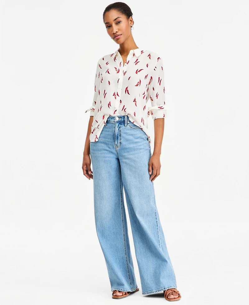 On 34th Women's Button-Front Crepe Shirt, Macy's Exclusive