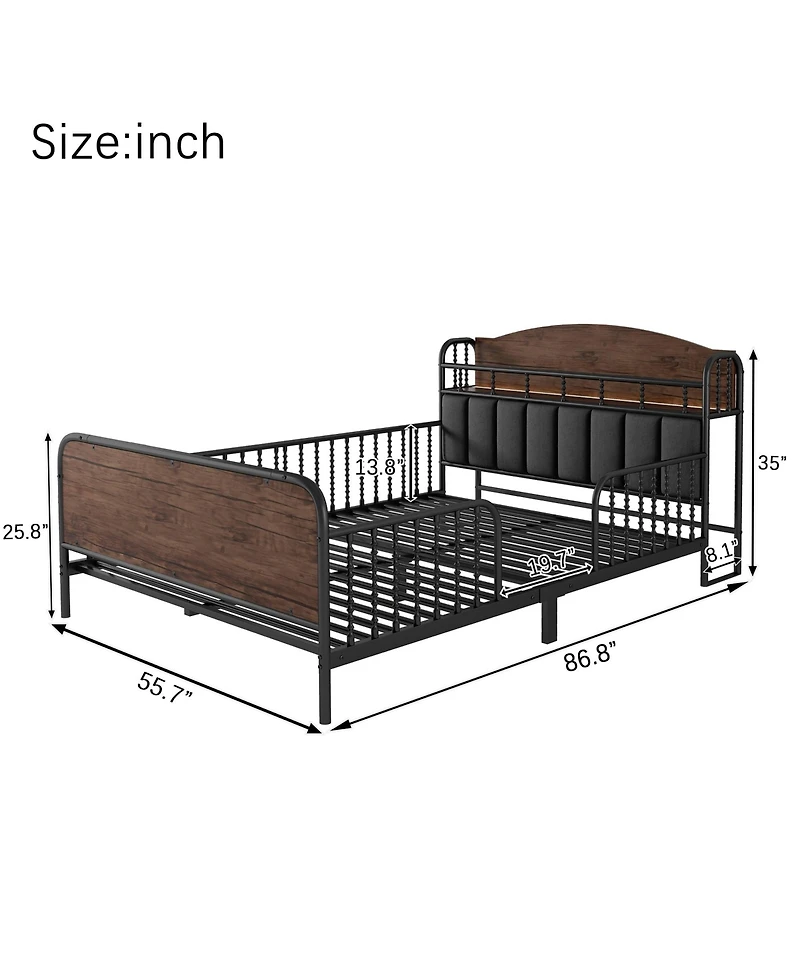 Lucky One Full Size Metal Platform Bed Frame with Light