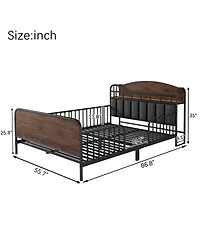 Lucky One Full Size Metal Platform Bed Frame with Light