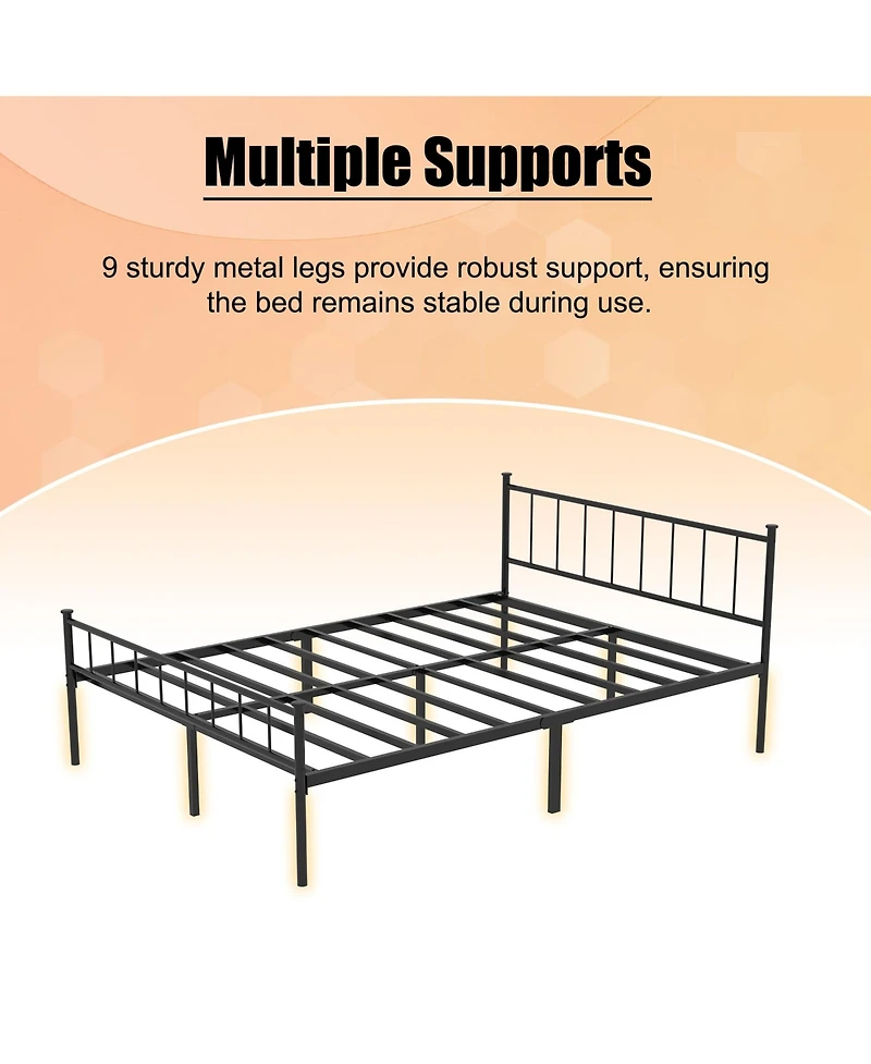 Lucky One Queen Size Bed Frame, Headboard and Footboard, Structurally Stable, Under Bed Storage