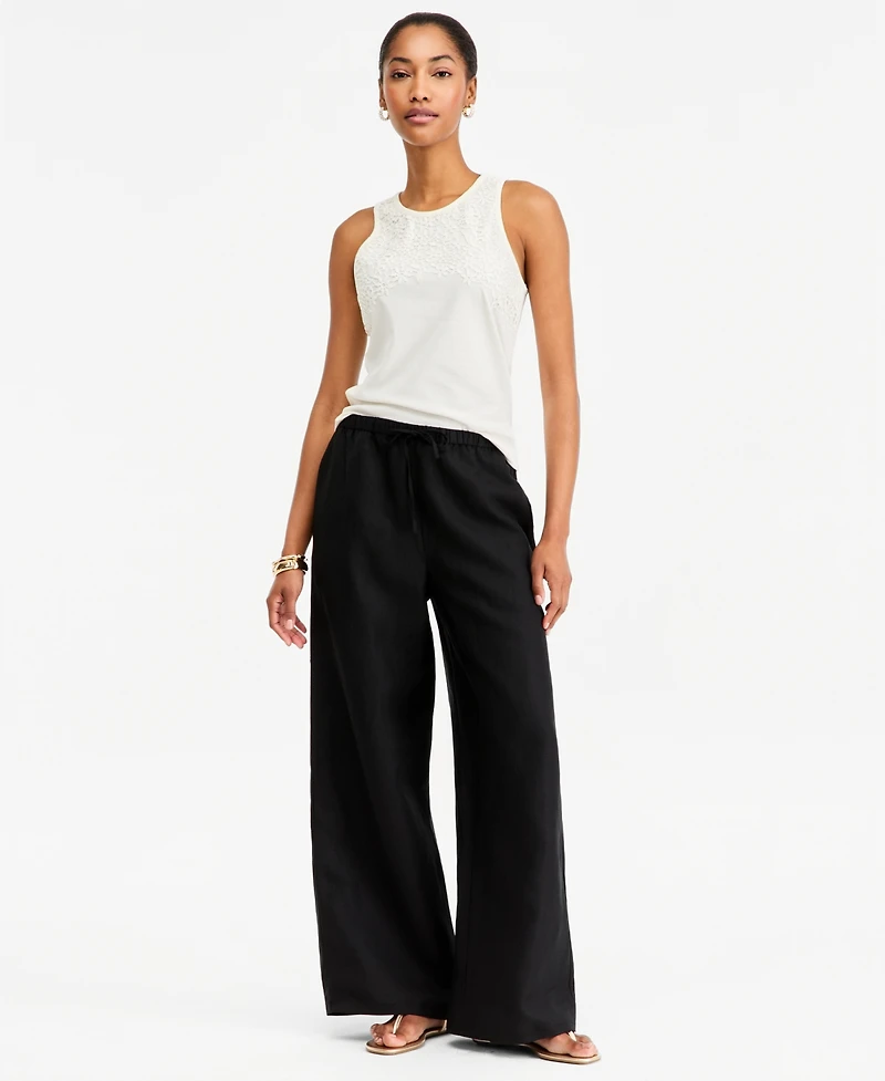 On 34th Women's High-Neck Sleeveless Lace-Trim Tank Top, Macy's Exclusive