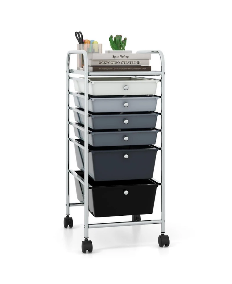 Gouun Compact 6-Drawer Storage Cart on Wheels with Steel Frame