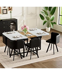 Streamdale Furniture 6-Pieces Faux Marble Dining Set with 6 Leather Chairs