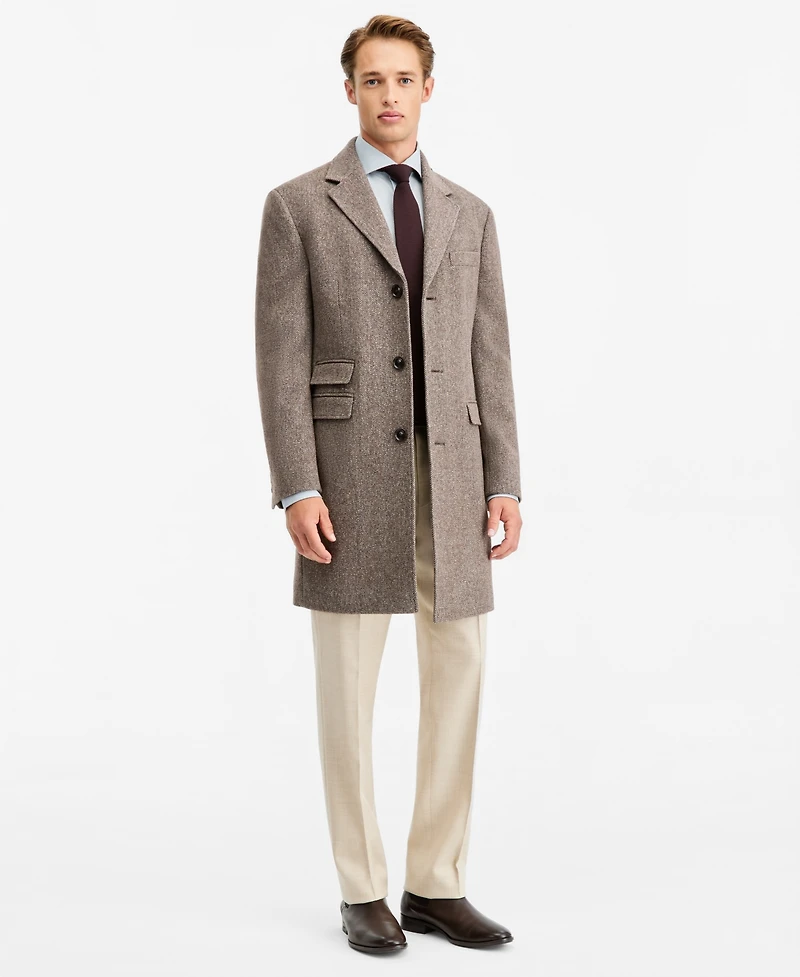 Ted by Baker Men's Modern-Fit Peerless Taupe Mix Melange Overcoats