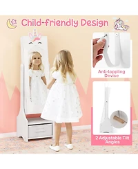 Gouun Kids Princess Vanity Table and Stool Set with Jewelry Cabinet