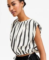 On 34th Women's Emma Striped Side-Tie Crop Bubble Top, Macy's Exclusive