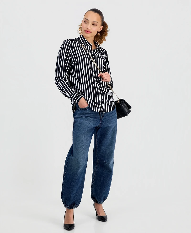 I.n.c. International Concepts Petite Striped Button-Up Shirt, Macy's Exclusive