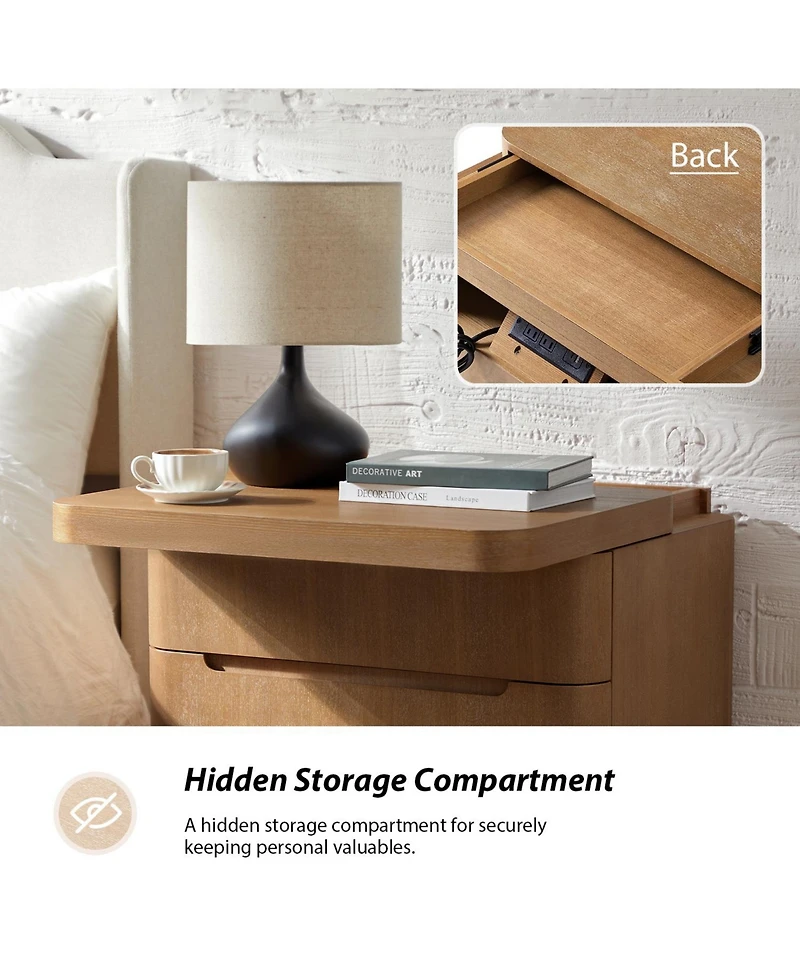 Hulala Home Waynesville Modern 25''W 3-Drawer End Table with Hidden Storage Compartment