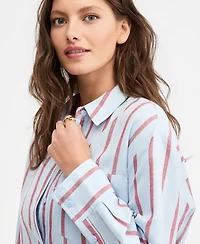 On 34th Women's Linen-Blend Relaxed Oversized Button-Down Shirt, Macy's Exclusive