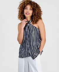 I.n.c. International Concepts Petite Striped Halter-Neck Sleeveless Top, Macy's Exclusive