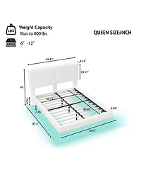 Lucky One Boucle Floating Bed with Light, Queen