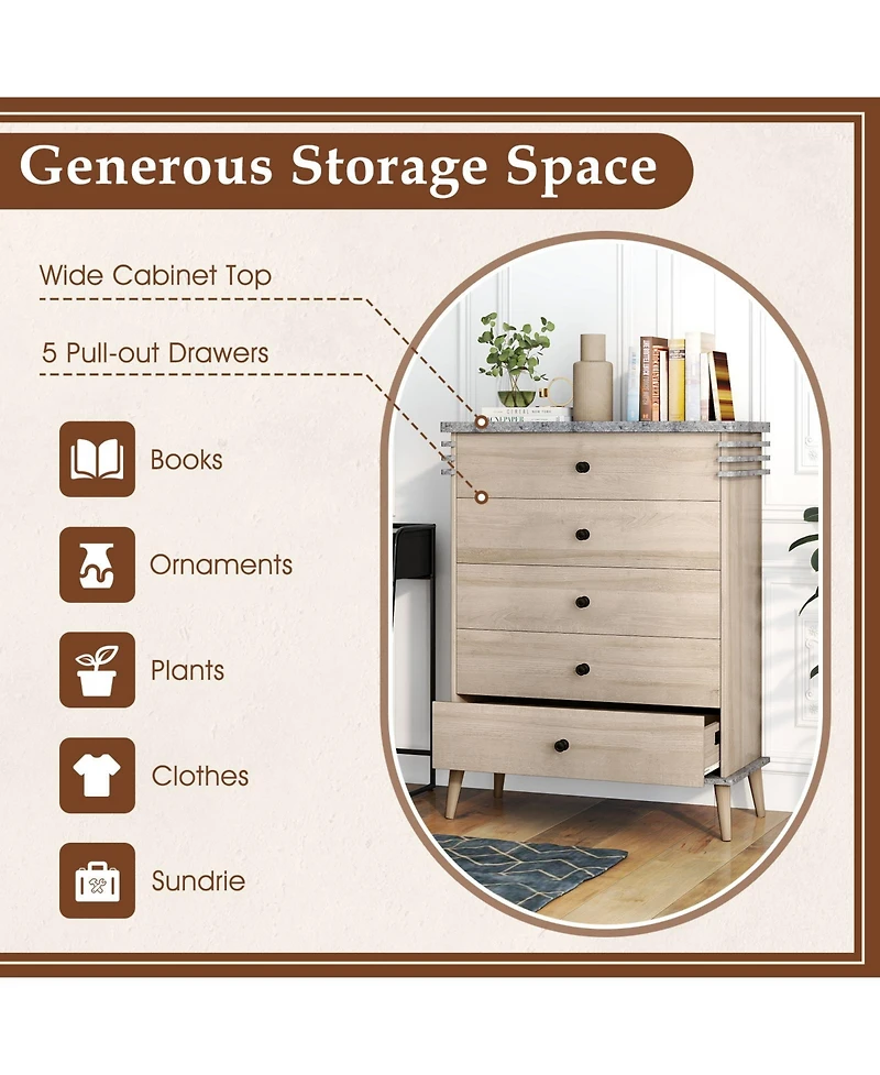 Sugift Farmhouse Chest Dresser of Drawers Tall Storage Organizer.