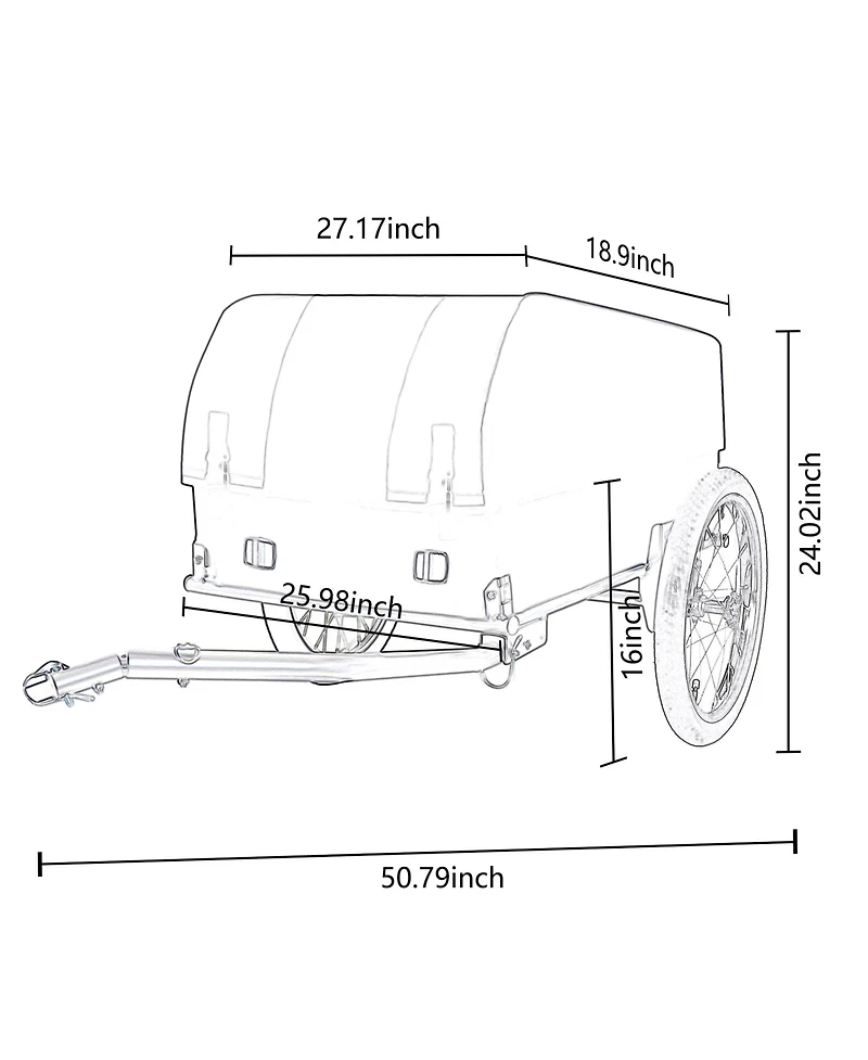 Rainsken Heavy-Duty Bike Cargo Trailer, Bicycle Storage Cart with Removable Cover, All-Terrain Wheels and Foldable Design, 88 lbs Capacity