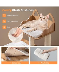 Cozito Cat Tree Wooden with 2-Floor Condo and Cushions