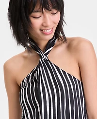 I.n.c. International Concepts Women's Striped Twist Front Halter Top Macy's Exclusive