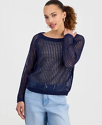 I.n.c. International Concepts Petite Open-Knit Boat-Neck Sweater, Macy's Exclusive