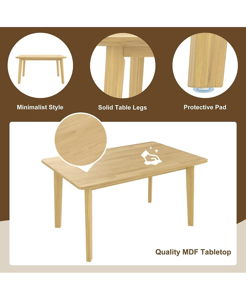 Streamdale Furniture Rustic 5-Piece Dining Set Solid Wood Table and 4 Upholstered Chairs