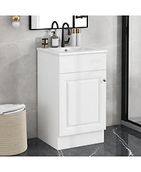 Busdays 18 Inch Bathroom Vanity with Sink Cabinet Door Shelf Adjustable Shelf Freestanding Storage Vanity