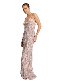 Six Stories Women's Strappy Coursage Beaded Maxi Dress