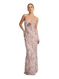 Six Stories Women's Strappy Coursage Beaded Maxi Dress