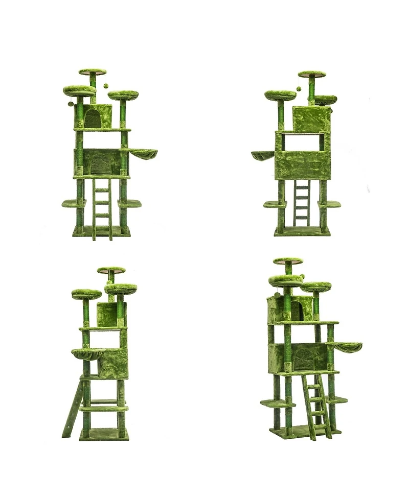 6thdruple 70.87" Multi-Level Cat House Tree, Gray Large Tower with Condos, Hammock, Perches, Sisal Scratching