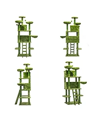 6thdruple 70.87" Multi-Level Cat House Tree, Gray Large Tower with Condos, Hammock, Perches, Sisal Scratching