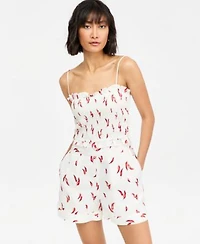 On 34th Womens Printed Smocked Tank Printed Pleated Shorts Macys Exclusive