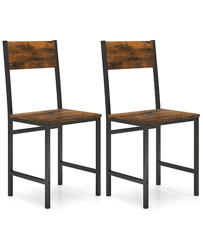 Gouun Industrial Kitchen Side Chairs Set of 2 with Metal Legs and Slanted Back