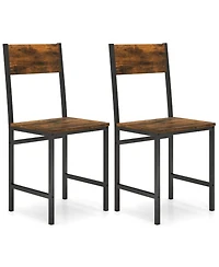 Gouun Industrial Kitchen Side Chairs Set of 2 with Metal Legs and Slanted Back