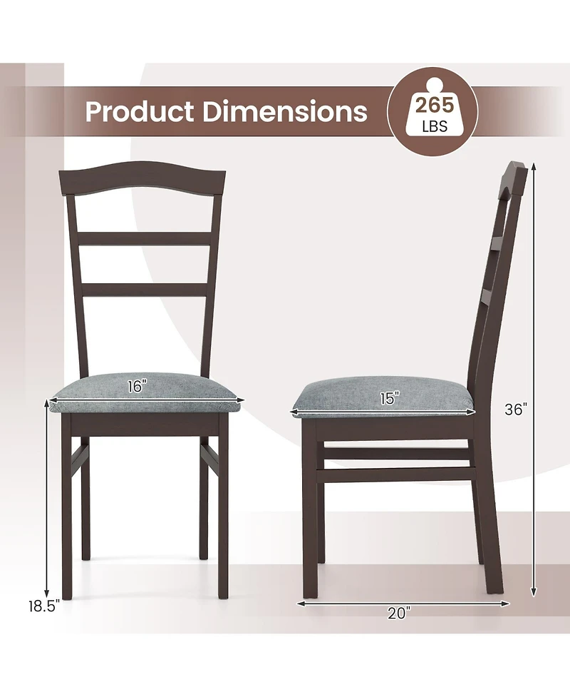 Gouun Farmhouse Linen Upholstered Dining Chairs Set of 2, Rubber Wood Frame