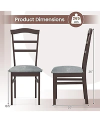 Gouun Farmhouse Linen Upholstered Dining Chairs Set of 2, Rubber Wood Frame