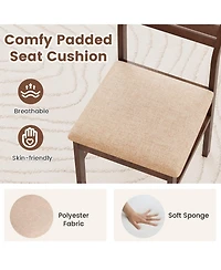 Gouun Padded Dining Chairs Set of 2 with Rubber Wood Frame and Polyester Cushion