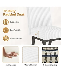 Gouun Flannel Upholstered Dining Chairs Set of 2 with Channel Tufted Back and Rubber Wood Frame