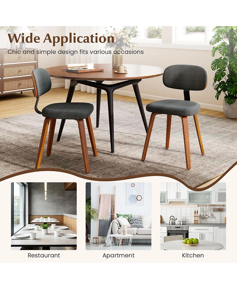 Gouun Chenille Upholstered Dining Chairs Set of 2 with Bentwood Legs and Ergonomic Backrest