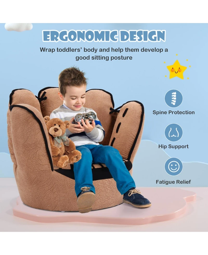 Gouun Baseball Glove Shaped Kids Upholstered Sofa Chair