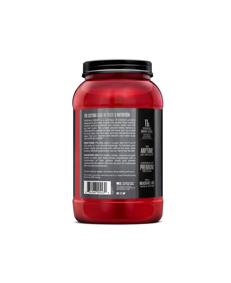 Bsn Syntha-6 Edge Protein Powder, Hydrolyzed Whey, Micellar Casein, Milk Protein Isolate, Low Sugar, 24g Protein, Chocolate Milkshake, 28 Servings