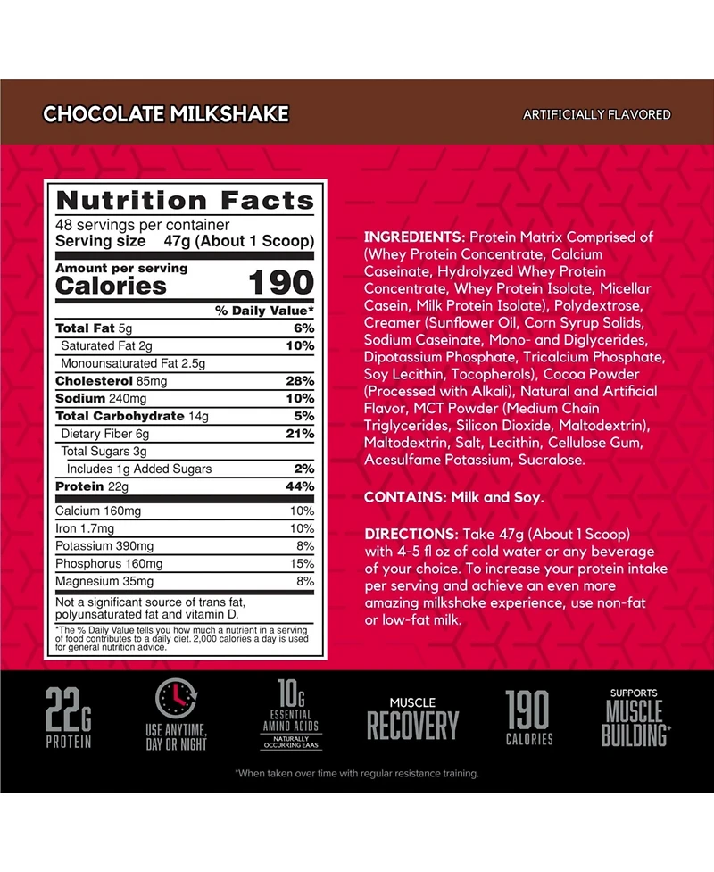 Bsn Syntha-6 Whey Protein Powder with Micellar Casein, Milk Protein Isolate, Chocolate Milkshake, 48 Servings