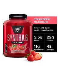Bsn Syntha-6 Isolate Protein Powder Drink Mix, Strawberry Milkshake, 4.02 lbs 1.82 kg