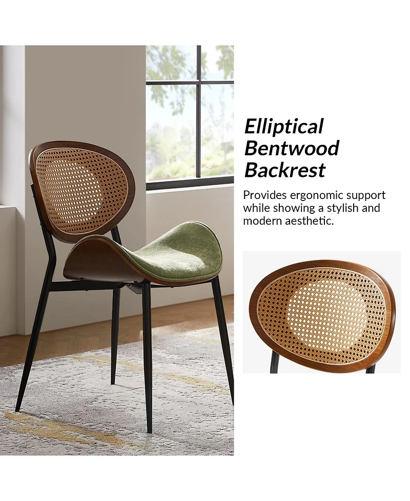 Hulala Home Pateley Mid-Century Modern Rattan Dinning Chair