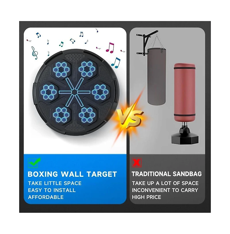 Artudatech Bluetooth Music Boxing Machine with Led, 450lb Impact Resistance for Kids & Adults