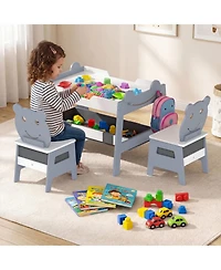 Gouun 5-in-1 Toddler Table and 2 Chairs with Reversible Chalkboard Whiteboard