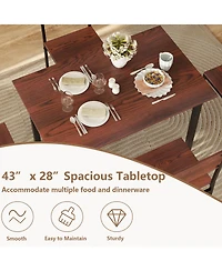 Gouun Industrial 5-Piece Dining Set with Mdf Table and 4 Chairs for Small Space