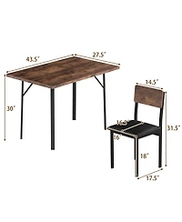 Gouun Industrial 5-Piece Dining Set with Pu Leather Upholstered Chairs