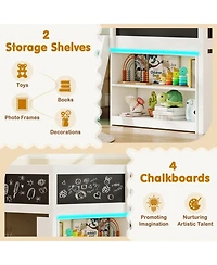 Gouun Kids Loft Bed with Led Lights and Storage Shelves