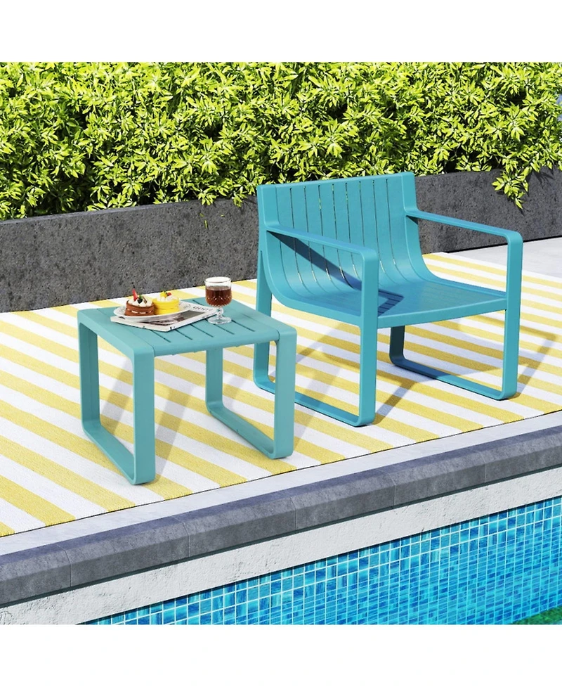 Gouun Adirondack Outdoor Side Table Set of 2 with Slatted Top and U-Shaped Base