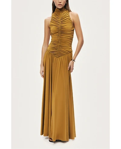 Nocturne Women's Ruched High-Neck Maxi Dress